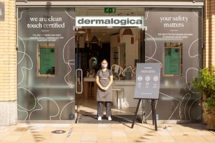 Dermalogica store front with safety information